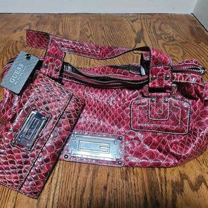New Guess Tribal Satchel and wallet- Red